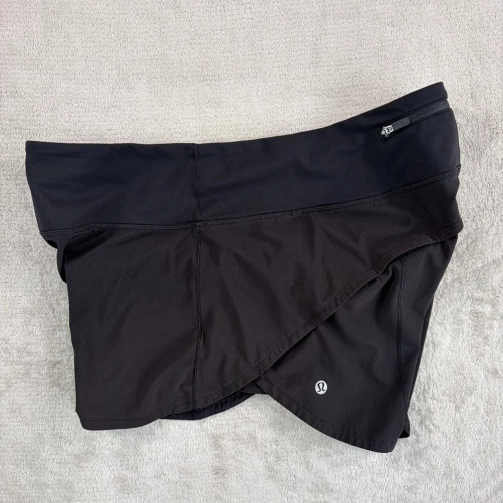 Lululemon Speed Up Short Long Lined Black Running Athletic Workout Women 8 Tall‎